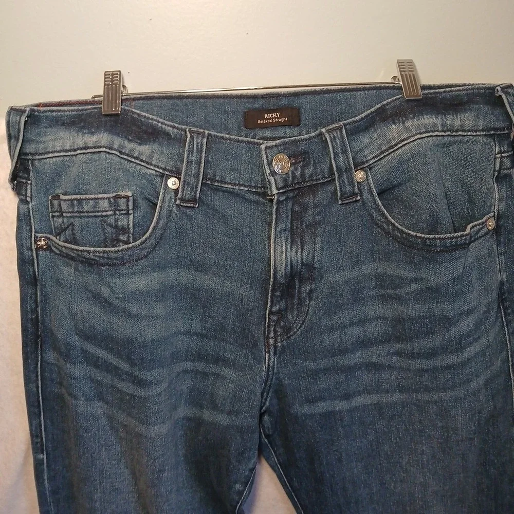 True Religion Ricky Straight Jeans Mens Dark Wash Big Stitch Y2K Denim